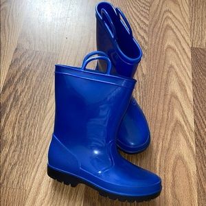 Blue rain boots